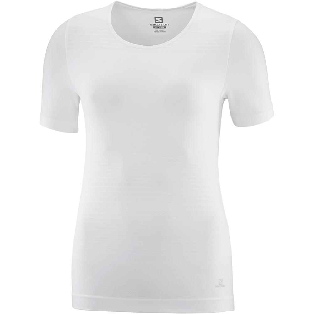 T-Shirts Salomon Femme Blanche - Salomon ELEVATE MOVE'ON W - France (1584-BSHZR)